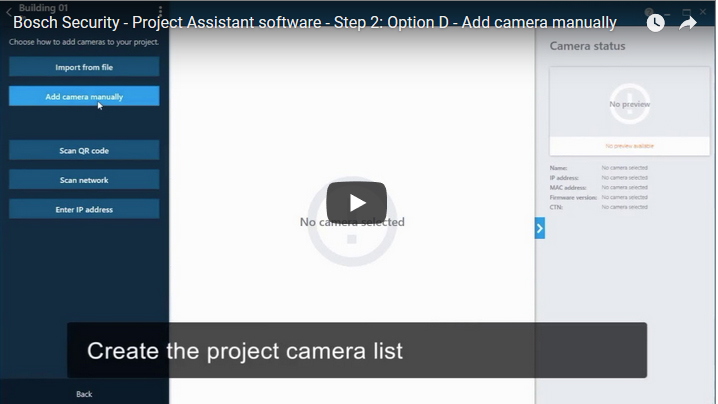 Bosch Security Project Assistant software Step 2 Option D
